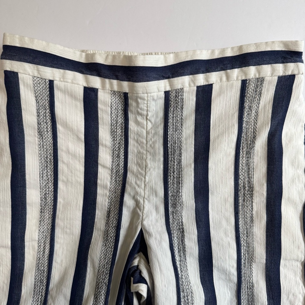 LOFT Outlet Navy White Striped Wide Leg Crop Pants Small - Picture 7 of 15